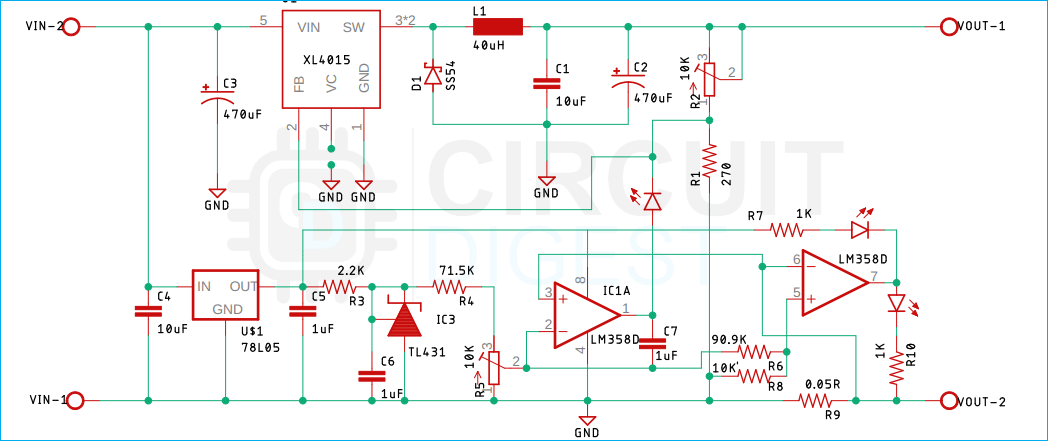 XL4015 DC-DC Buck Converter Schematic