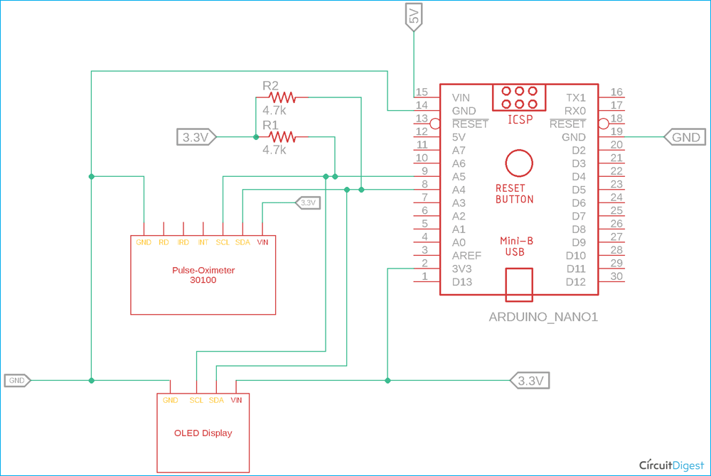 Arduino Based Pulse Oximeter Circuit 