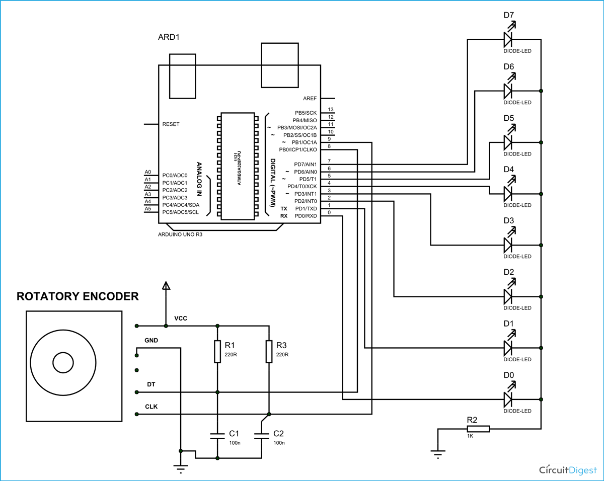 Arduino Rotary Encoder Circuit Diagram