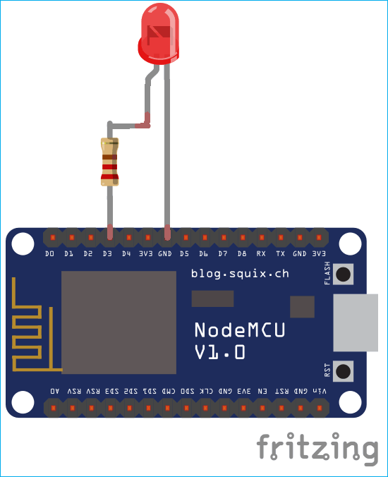 Circuit Diagram for Controlling LED using Google Firebase Console