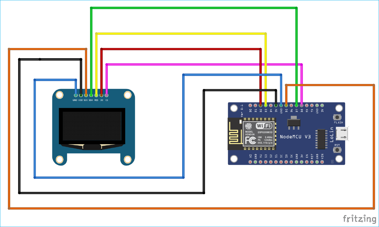 ESP8266 OLED Connections Circuit Diagram