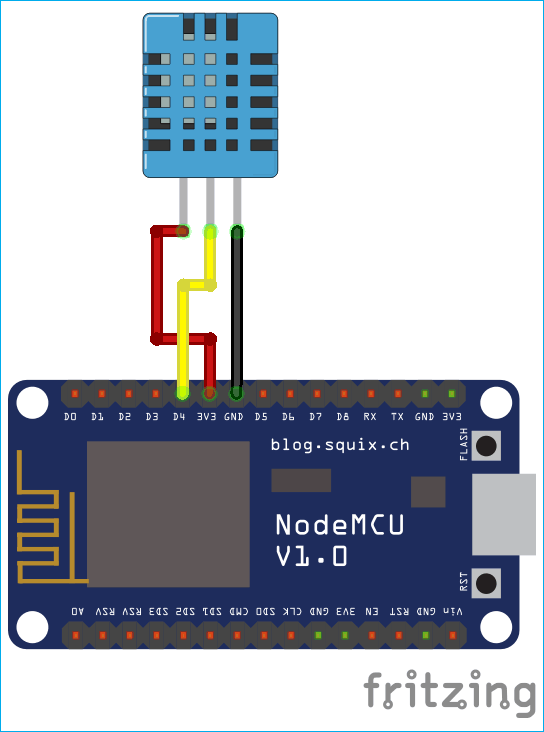 Circuit Diagram for  Sending data to Firebase Real-Time Database using NodeMCU8266 