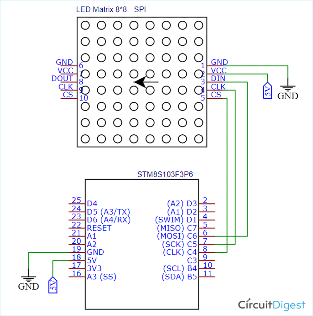 Interfacing Dot Matrix Display Module with STM8S 