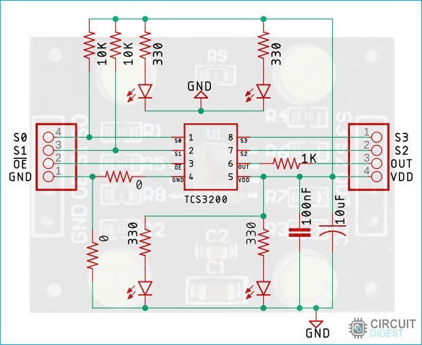 TCS3200 Color Sensor Circuit Diagram