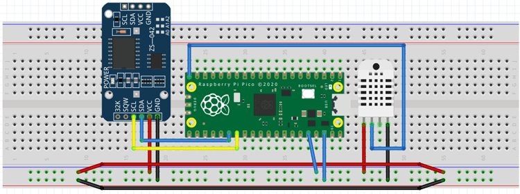 Temperature logger using Raspberry Pi and DHT22 Circuit Diagram