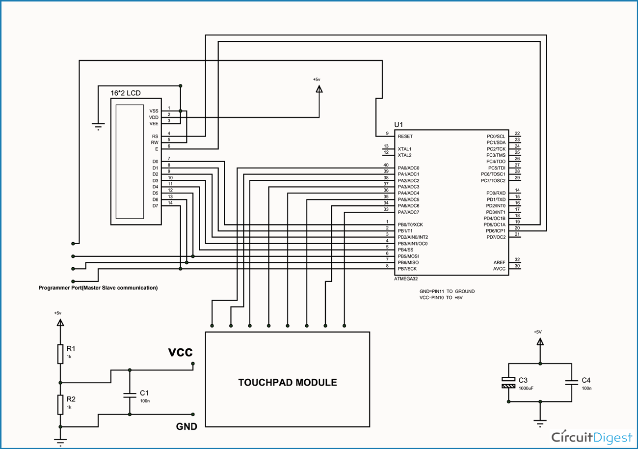 Touch keypad interfacing circuit diagram