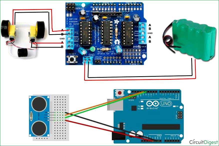 automatic floor cleaning robot using arduino Circuit Diagram