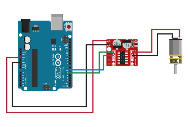 Circuit Diagram for Interfacing MX1508 with Arduino