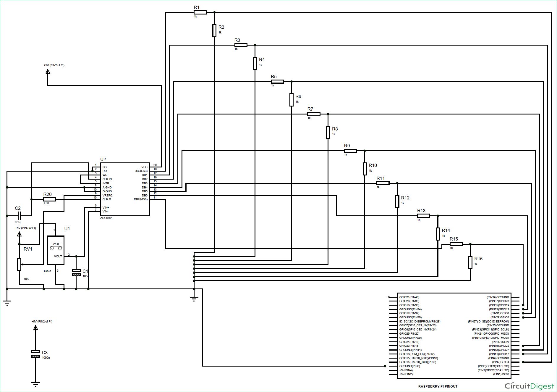 Raspberry Pi Temperature Monitor Circuit Diagram