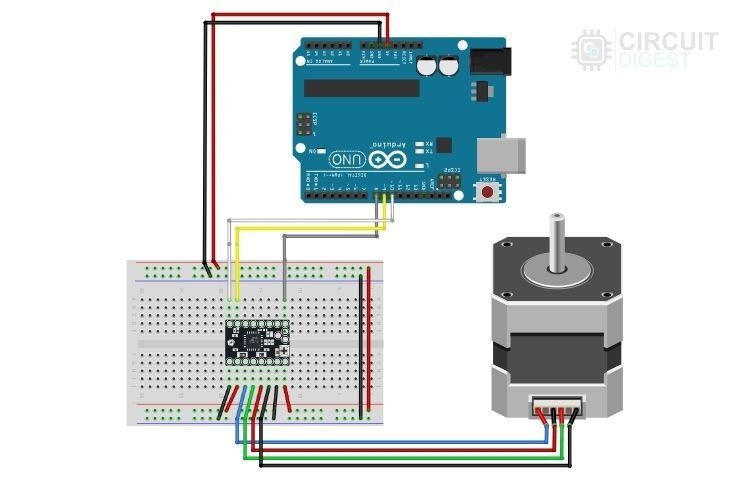 Circuit Diagram for TMC2208 Interfacing with Arduino UNO