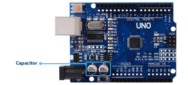 capacitor on arduino board