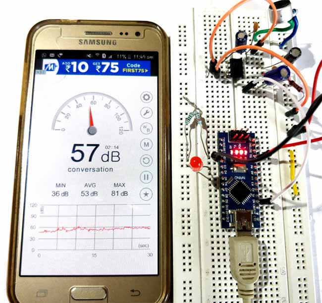 Measuring sound in decibel with Microphone and Arduino working