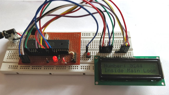 PIC Microcontroller PIC16F877A Interrupts Breadboard Connections