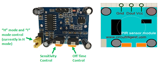 PIR sensor pinout details