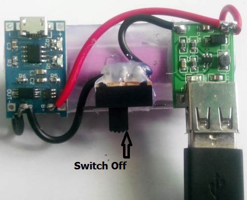 charging mobile phone using power bank circuit