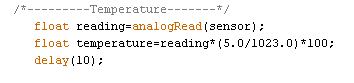 code for arduino digital temperature sensor