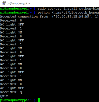 controlling AC bulb with raspberry-pi GPIO pin using bluetooth