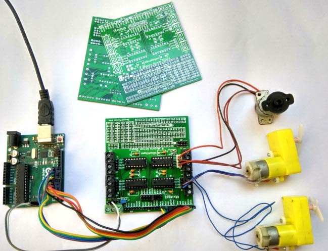 demonstrating 8 channel motor driver circuit with arduino