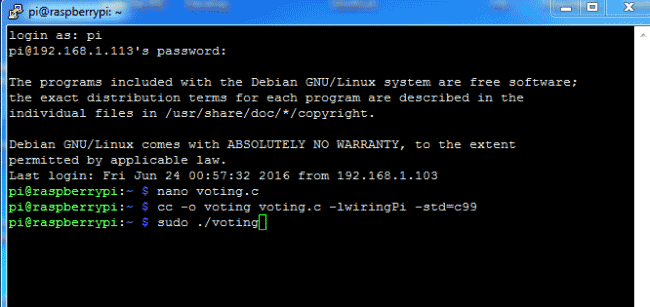 electronic voting machine raspberrypi ssh
