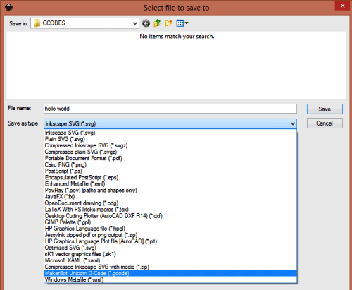 inkscap for generating g-code for arduino CNC machine