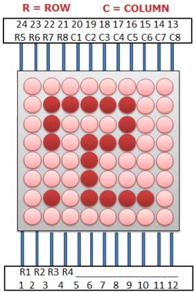 snake game 8x8 matrix led display pin-diagram