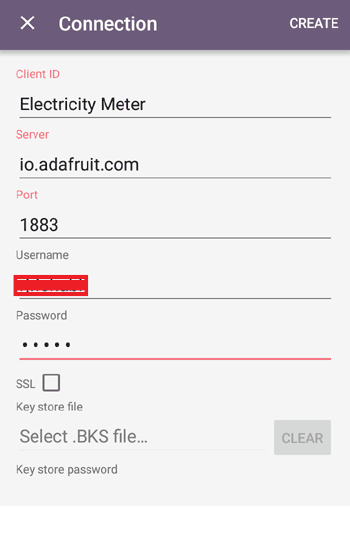 Add a connection on MQTT Dashboard android app