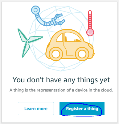 Click on the Register a thing