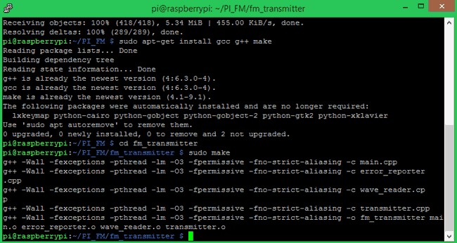 Compile program for FM transmitter on Pi