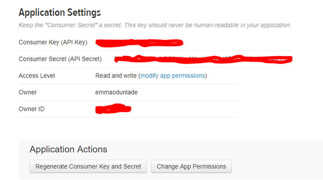 Consumer secret and the consumer key