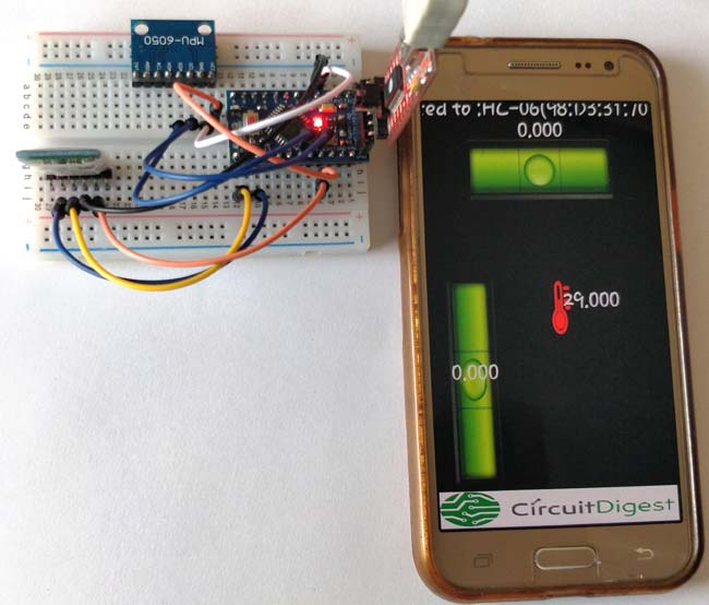 DIY Arduino Inclinometer using MPU6050 in action