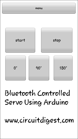 Final interface for Bluetooth controlled servo motor