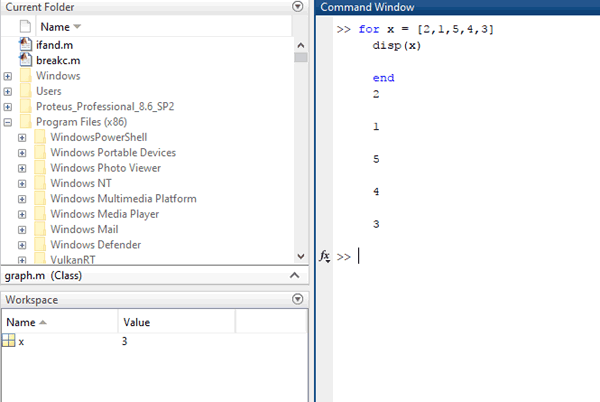 For Statement MATLAB