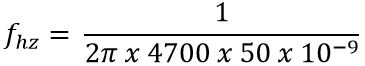 Frequency calculation at C equals to 50nf and R equals to 4.7k