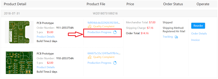 Product detail progress of EasyEDA PCB