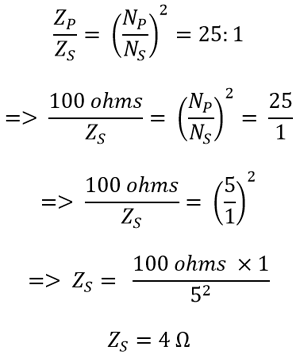 Speaker Impedance needed for maximum power transfer