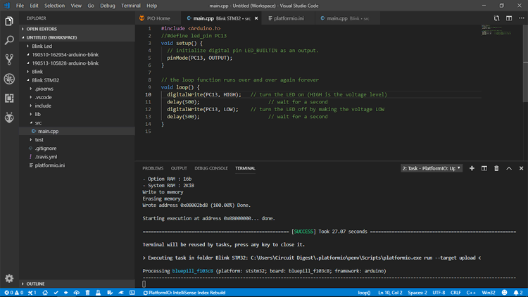 Blinking Code for Particle IO Project for Arduino UNO