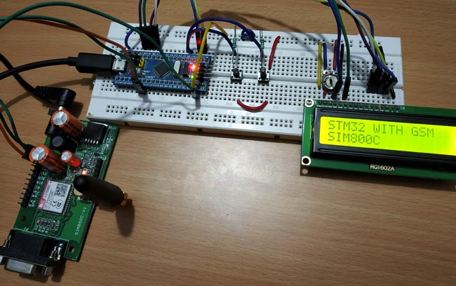 Circuit Hardware for Interfacing SIM800C GSM Module with STM32F103C8