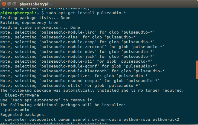 Installing PulseAudio in Raspberry Pi