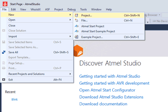 Open Atmel Studio 7 for Programming AVR Microcontroller Atmega16