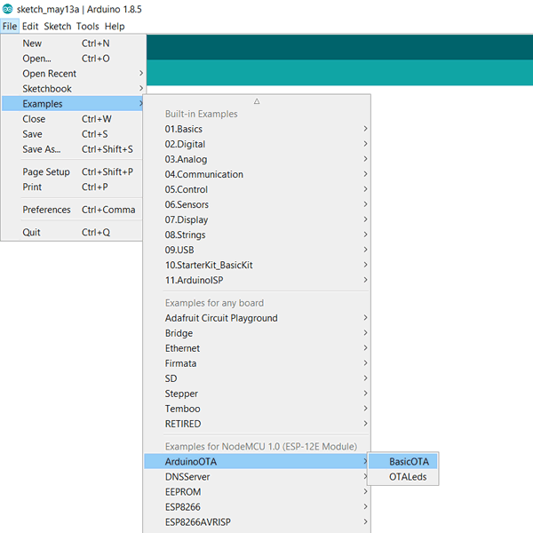 Preparing NodeMCU to receive OTA Update Wirelessly