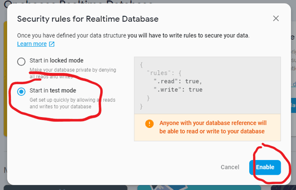 Run Test Mode for Controlling LED using Google Firebase