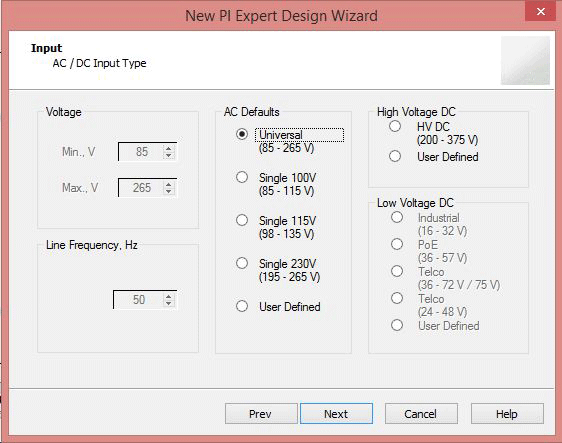 Select Input Voltage Range for SMPS