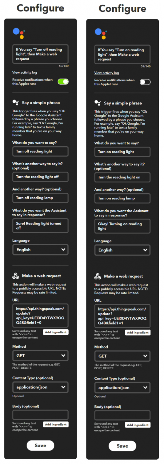 Setting up IFTTT Applets Voice Controlled Home Automation using ESP8266 and Arduino