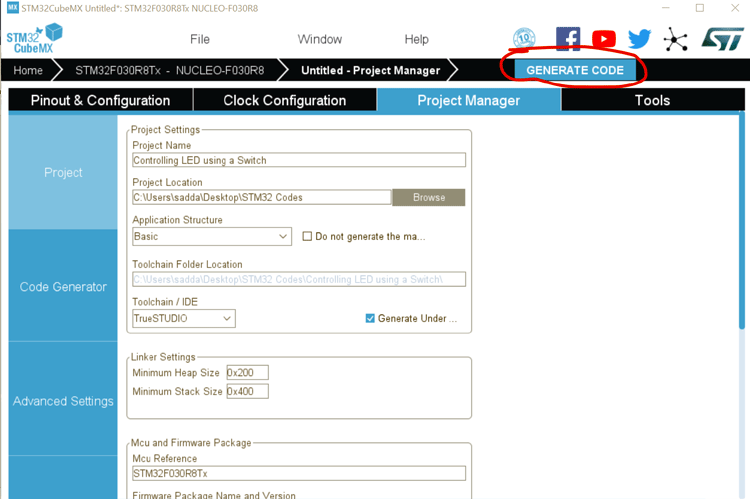 STM32CubeMX for STM32 Nucleo64