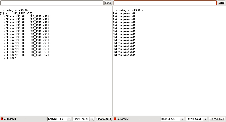 Serial Monitor Window for Wireless Communication