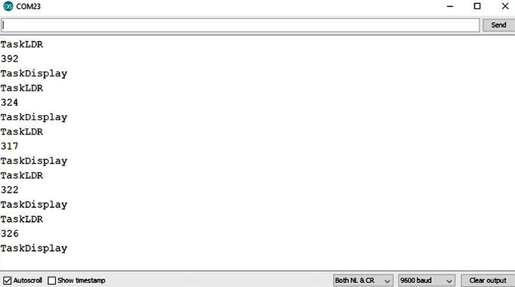 Serial Monitor of FreeRTOS