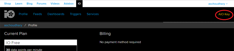 Adafruit.IO AIO Key