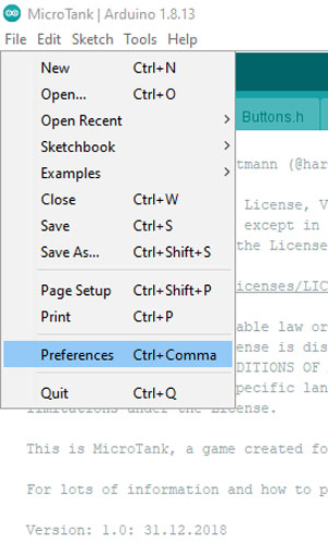 Arduino IDE Preference