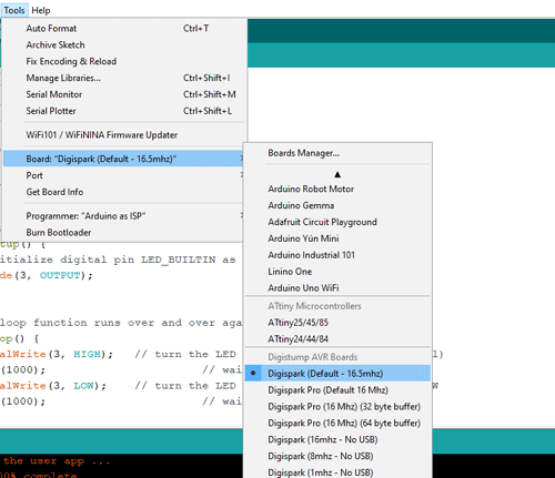 Arduino IDE for Attiny85