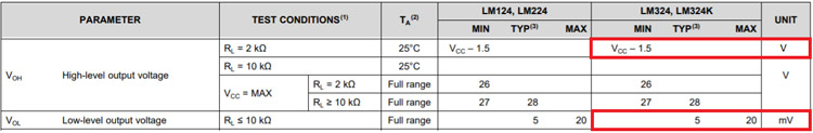 LM324 Output Voltage Swing